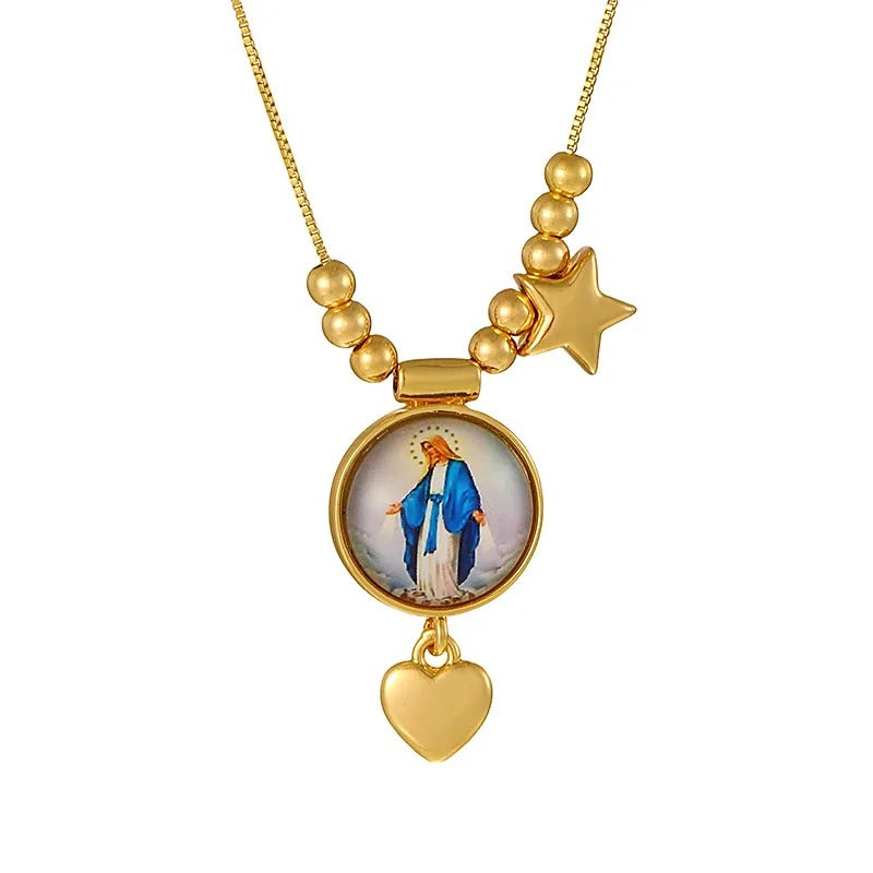 Collar Medalla de la Virgen Milagrosa con Estrella