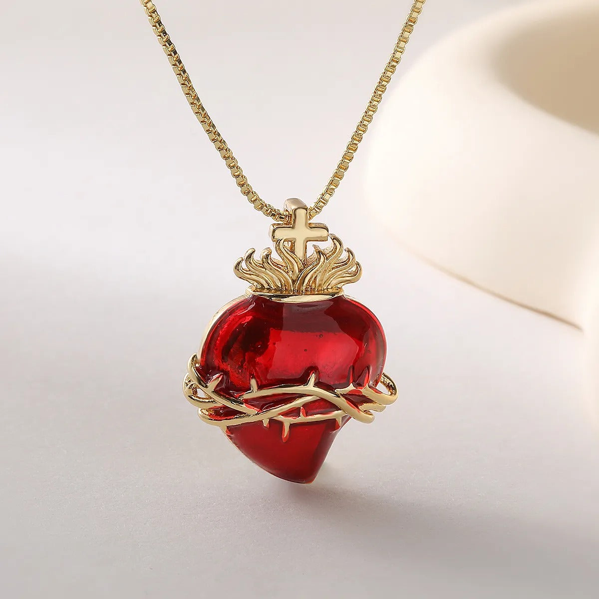 Collar Sagrado Corazón con Corona de Espinas