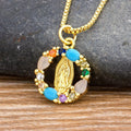 Collar Virgen de Guadalupe con Piedras de Colores