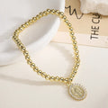 Pulsera de Bolitas con Medalla Ovalada de la Virgen