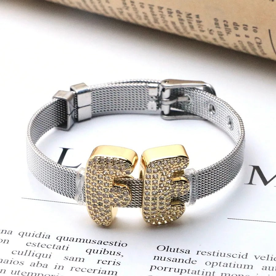 Pulsera de Malla FE con Letras de Circonias