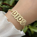 Pulsera Palabra DIOS en Tono Dorado